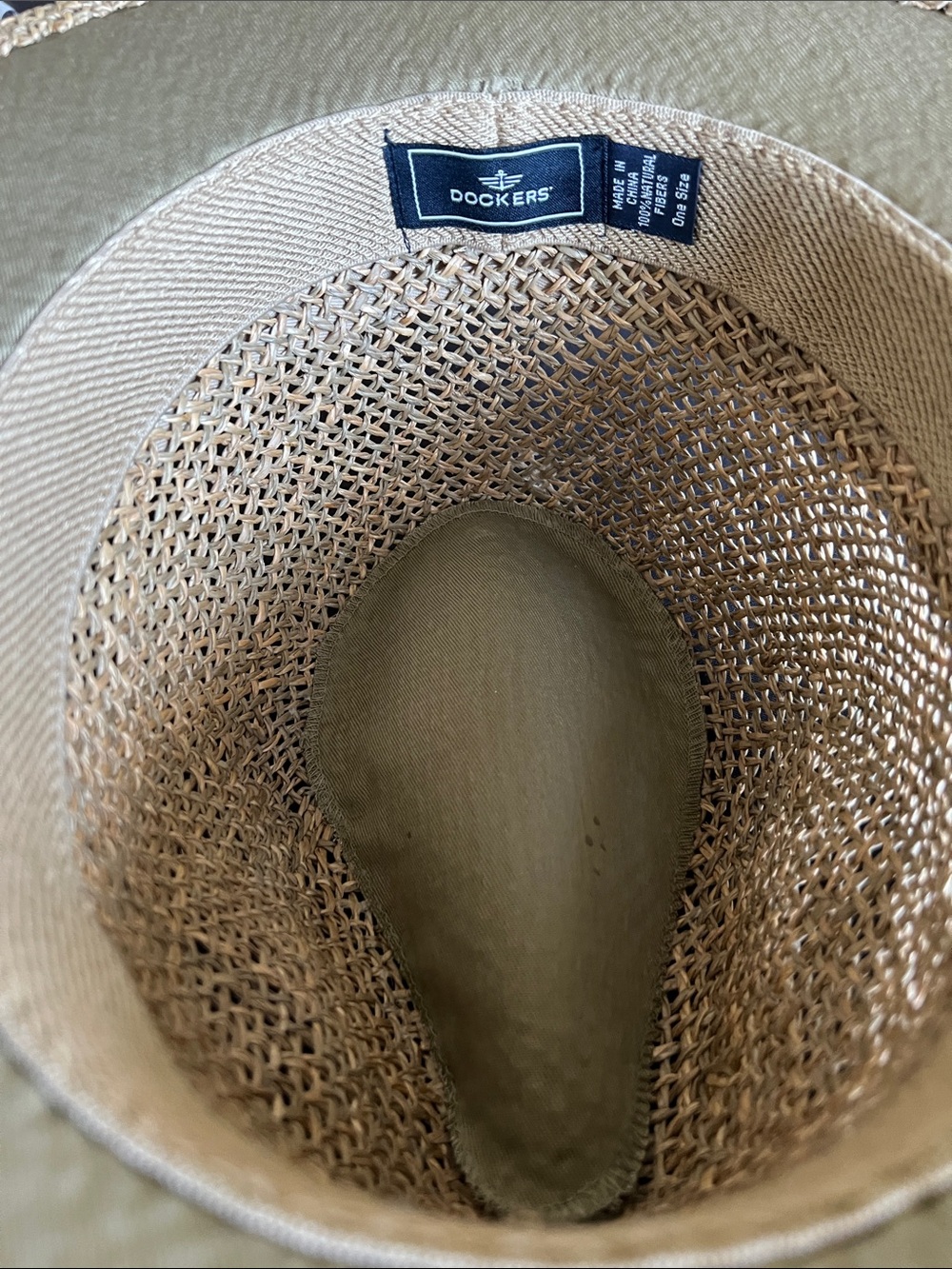 NWOT Dockers Tan Straw Fedora with Beige Band, natural fibers - Picture 5 of 9